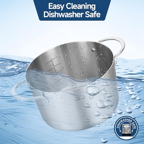 LOLYKITCH Tri-Ply Stainless Steel 5 QT Stock Pot with Lid, Induction Cooking Pot,Soup Pot,Compatible with All Stoves,Oven and Dishwasher safe.