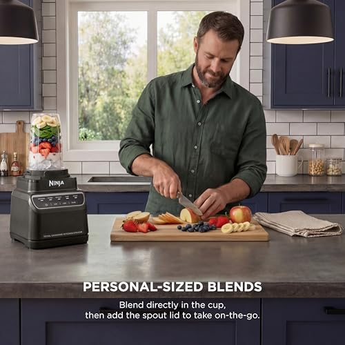 Ninja Kitchen System | All-in-One for Smoothies, Frozen Drinks, Veggie Chopper & More | With Full-Size Pitcher, 8 Cup Food Processor Bowl, (2) 18 oz. Cups, | 1200 Watt | Dark Grey | BR601AMZ