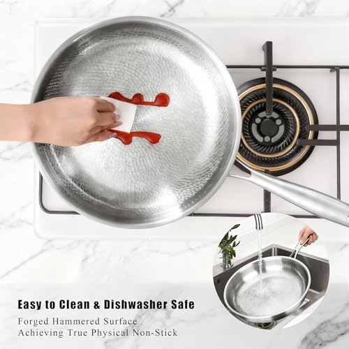 SSHIYEEY Titanium Pan – Premium Titanium Cookware, Naturally Nonstick & Non-Toxic,Chemical-Free Frying Pan, Fast & Even Heating Skillet for Cooking, Works on All Cooktops (13”+lid)