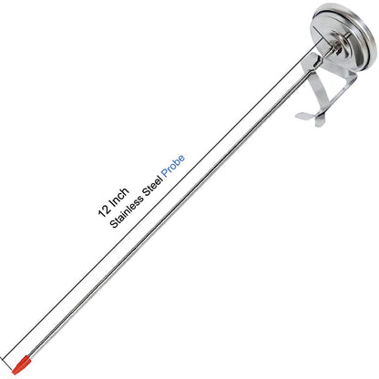 KT THERMO Candy/Deep Fry Thermometer with 12'' Stainless Steel Food Grade Probe and Clip, Fast Instant Read Large 2" Dial,Temperature Range 50 to 550 ºF / 20 to 280°C