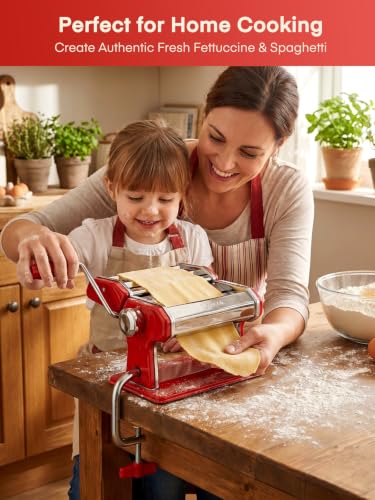 FOHERE Manual Pasta Maker, 7 Adjustable Thickness, 3-in-1