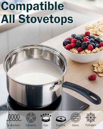 Cook N Home 12-Piece Basics Stainless Steel Cookware Set, Tri-ply Pots and Pans Set with Lids - Non-Toxic, Induction Ready, Oven & Dishwasher Safe