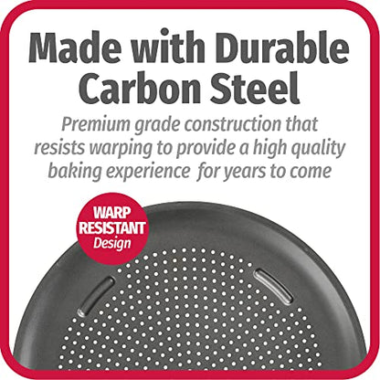 GoodCook AirPerfect Nonstick 16” Pizza Pan - Set of 2 - Pizza Trays for Oven, Perforated Round Pizza Pan, Carbon Steel Baking Pan, Homemade, Frozen & Leftover Slices