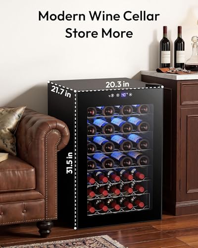 EUHOMY 45 Bottle Wine Cooler Refrigerator, Wine Fridge with Glass Door for Red, White and Champagne, Mini Fridge with Adjust Temperature for Home Kitchen Bar 4.5 Cu.ft, Black