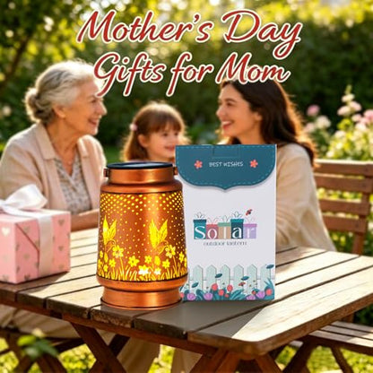 Mothers Day Gifts, 2 Pack Hummingbird Birthday Gifts for Women Mom Grandma Solar Lanterns Outdoor Waterproof Garden Decor Hanging LED Decorative Light for Patio Yard Lawn Gardening Gifts