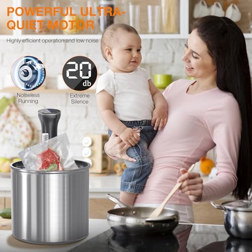 WiFi Sous Vide Precision Cooker 1100 Watts Sous Vide Machine Precision Immersion Circulator for Perfect Steak, Tender Chicken & Healthy Meals, Ultra-Quiet, App Recipes, Fast Heating, IPX7 Waterproof