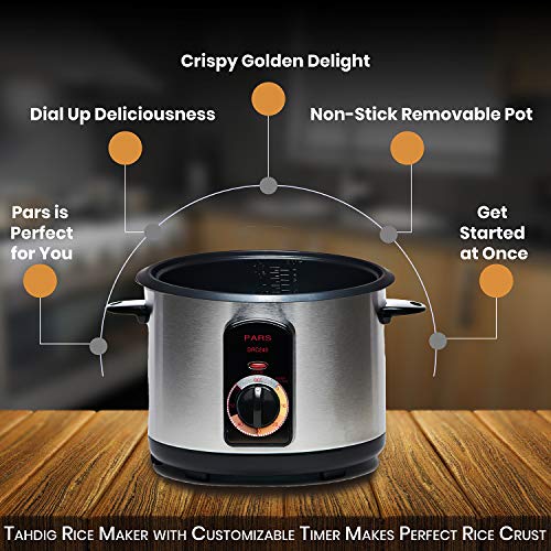 Pars Automatic Persian Rice Cooker - Tahdig Rice Maker Perfect Rice Crust, 10 Cup