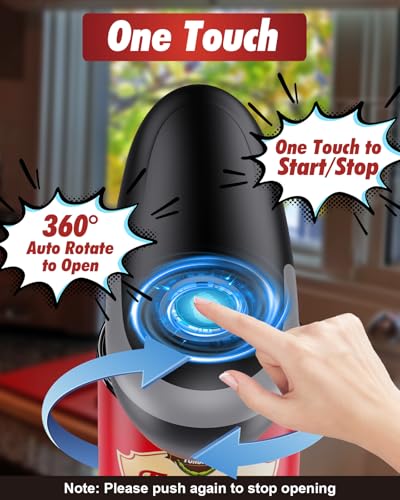 Electric Can Opener Fits All Can Sizes, Electric Can Openers for Kitchen Food Safe with Smooth Edge, Kitchen Gadgets Battery Operated Can Openers for Seniors, Arthritis and Chef Black+Grey