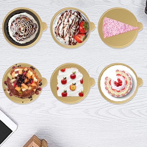 CYEAH 400 Pcs Mini Cake Boards, 3 inch Round Golden Mousse Cake Boards, Mini Cakes Bases Cakes Cardboard for Cupcake Dessert Displays, Circle Cardboards Dessert Boards Pastry Base - Grease Proof