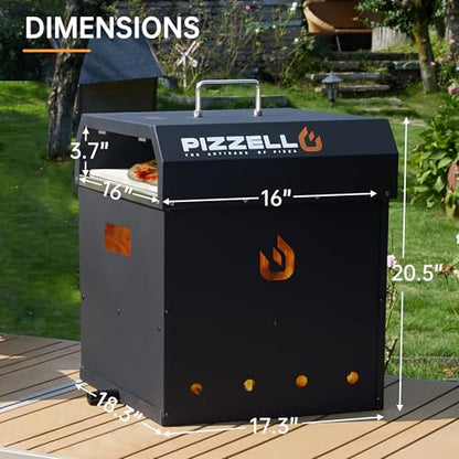 PIZZELLO 4-in-1 Outdoor Pizza Oven 16" Wood Fired Outside Oven 2-Layer Detachable Pizza Maker with Pizza Stone, Pizza Peel, Cover, Cooking Grill Grate, Pizzello Gusto