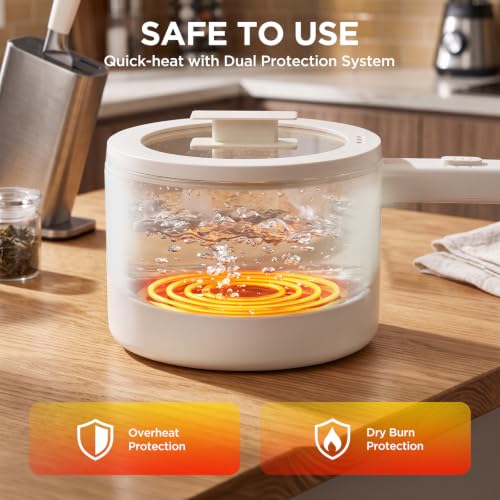NYMBLEX 2L Hot Pot Electric, Non-Stick Electric Pan, mini white pot