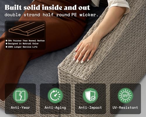 AMERLIFE 10 Piece Patio Furniture Set, Wicker Outdoor Sectional Sofa