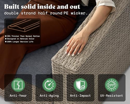 AMERLIFE 10 Piece Patio Furniture Set, Wicker Outdoor Sectional Sofa