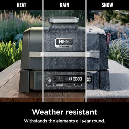 Ninja Woodfire Outdoor Grill & Smoker, 6-in-1 Functionality, Grill, Smoke, Bake, Roast, Air Fry, Broil, Authentic Woodfire Flavors, Electric Heat, OG321
