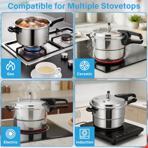 5.2Qt Stovetop Pressure Cooker with Steam Tray Pressure Cooker Non Electric