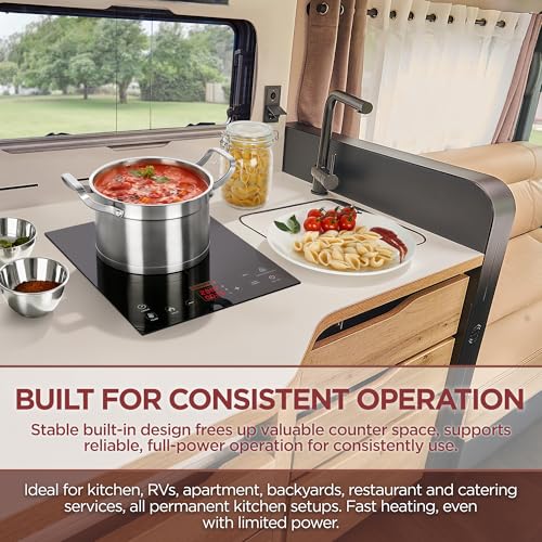 ChangBERT Built-in & Countertop Induction Cooktop, NSF-Certified Commercial Grade Single Induction Burner, Large 8” Heating Coil, Low Noise, Precise Temperature Control for Apartments RVs Food Station