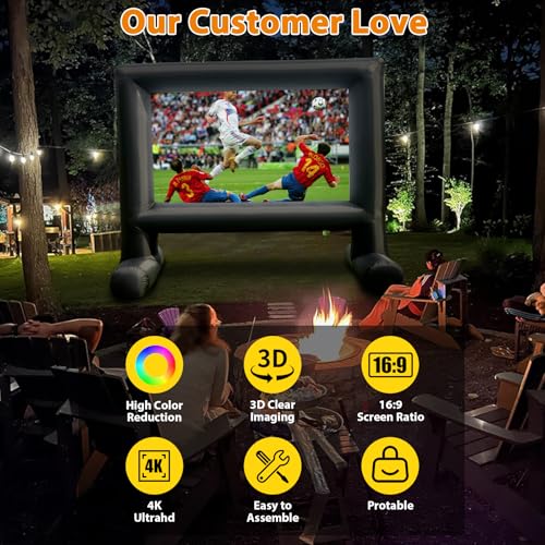 Estgora 14FT Inflatable Movie Screen Outdoor, Blow Up Projector Screen, Inflatable Movie Screen with Air Blower Front & Rear Projection Screens for Outdoor Movie Night Backyard Pool Fun