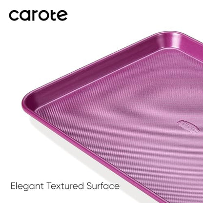 CAROTE 3-Piece Baking Pan Set - Bakeware Set, Baking Sheet Set Including 13 Inch 15 Inch 17 Inch Sheet Pan, Cookie Sheet for Baking, Royal Violet