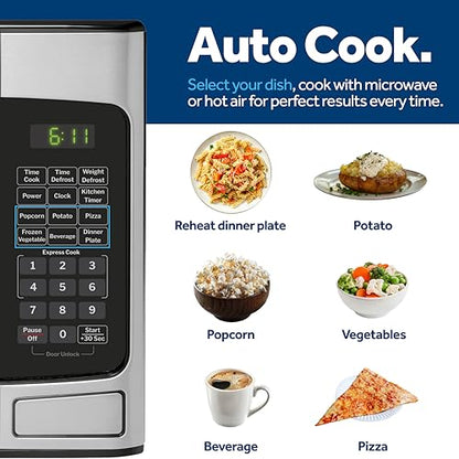 GE Countertop Microwave Oven, Compact 1.1 Cubic Ft., 950-watt Capacity, 6 Auto Cooking Settings, Child-Lock Technology, Kitchen Essentials for The Countertop, Dorm Room or Apartment, Stainless Steel