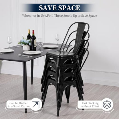 FDW | Metal Dining Chairs | Set of 4, Black | 330lbs Load