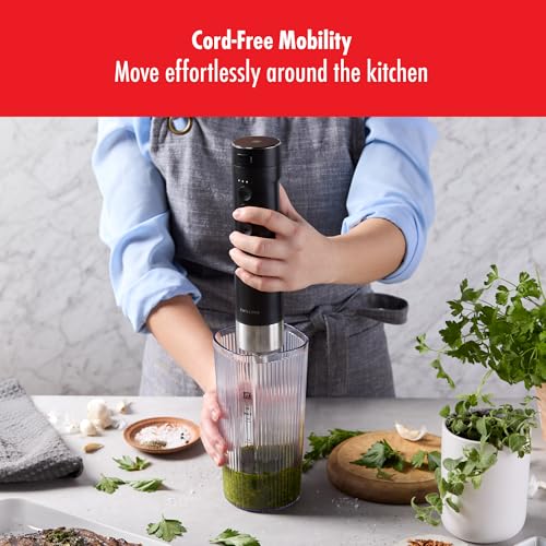 ZWILLING Xtend Immersion Blender and Accessory 2-pc Set – 3-Speed Cordless Hand Blender with Long Stainless Steel Arm and 20oz Beaker – Powerful, Quiet, Energy-Efficient, Battery Not Included