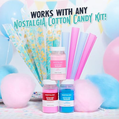 Nostalgia Countertop Cotton Candy Machine – Use Normal or Sugar-Free Candy or Flossing Sugar – Includes 2 Reusable Cones and Measuring Scoop – Aqua