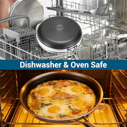 Legacy Culinaryware 10 Inch Tri-Ply Stainless Steel Hybrid Frying Pan with Lid - Ceramic Nonstick Skillet, Induction & Oven Safe 600°F, PFAS/PFOA Free Professional Clad Cookware