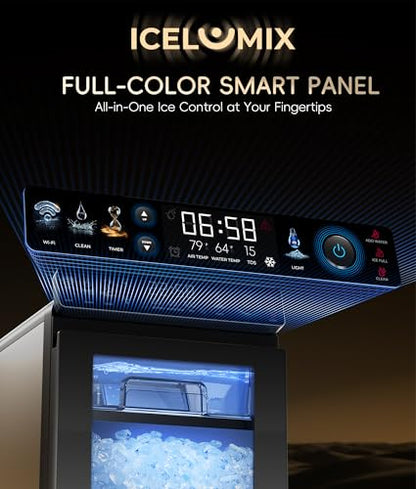 ecozy Nugget Ice Maker Countertop, First Full-Color Smart Panel 44 lbs/24H Ice Machine with APP & Voice Control, Double-Layer Insulation, Pull-Out Water Tank, Soft Pebble Chewable Ice, Self-Cleaning
