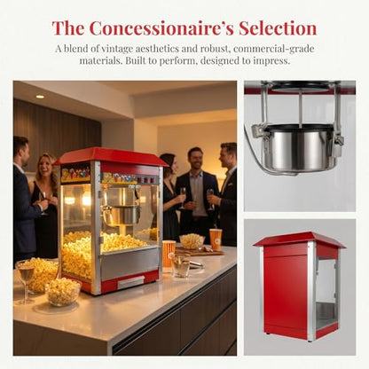 1600W Commercial Popcorn Machine, 16 Oz Kettle Countertop Popcorn Maker with Warming Deck, Removable Stainless Steel Kettle, 3-Switch Control, for Concession Stand Carnival School Events, Pink