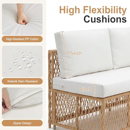 Luxury Outdoor Sectional Set 6-Seater with Thick Cushion & Waterproof Cover