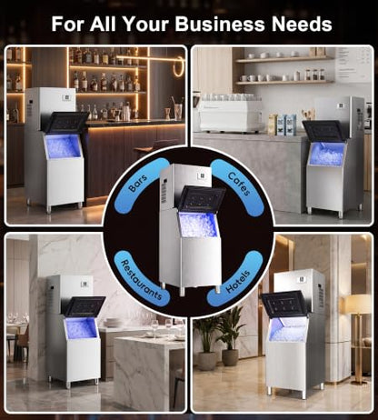 Uthfy Commercial Ice Maker Machine 680Lbs/24H with 560Lbs Storage, Self-Cleaning Mode, Split Commercial Ice Maker, Ice Ready in 7-15 min, Stainless Steel Ice Maker for Bars/Cafes/Restaurants