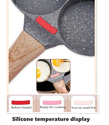 HUPECHAM 4-Cup Egg Pan Nonstick, and Granite Egg Frying Pan, Versatile Breakfast Skillet for Eggs, Pancakes, Plett, Crepes, Compatible with Gas Stove and Induction Cooktop