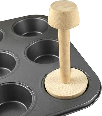 Jinshining Tart Tamper Pastry Tamper Double Side Wooden Egg Tart Tamper Mold DIY Cake Pastry Pusher for Kitchen Party Baking Tools, Pie, Tart and Quiche Pans, 1