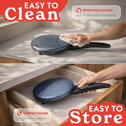 Gourmia Electric Crepe Maker – Nonstick 8” Surface, One-Touch Operation, Includes Batter Tray, Compact & Easy to Clean, Crepe, Pancake & Tortilla Maker
