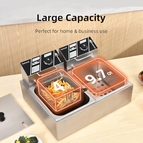 Commercial Deep Fryer with Basket, 3400W 12.7QT Electric Deep Fryers