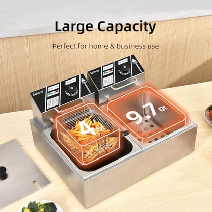 Commercial Deep Fryer with Basket, 3400W 12.7QT Electric Deep Fryers