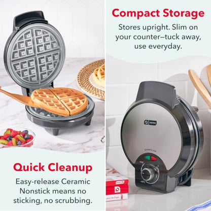Dash Precision Crisp Belgian Waffle Maker, 8-Inch, Ceramic Nonstick, Black