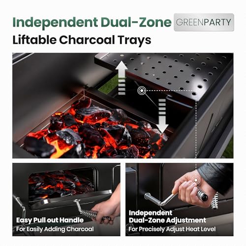 30 Inch Barrel Charcoal Grill and Offset Smoker, 1015 sq. in. Cooking Area Outdoor BBQ Grill, Perfect for Outdoor Cooking Barbecue Patio Garden Backyard Party