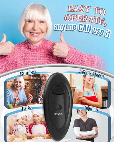 Electric Can Opener, A Touch Automatic Hands Free Can Opener with Smooth Edge, Battery Operated, Safe & Easy for Seniors with Arthritis, Kitchen, Left-Handed & Weak Hands (Black)