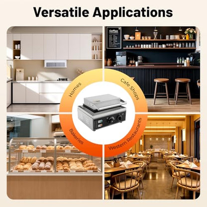 Electric Donut Maker 1550W Commercial Electric Doughnut Donut Machine, Double-Sided Heating Non-Stick Surface Waffle Machine 122-572℉ Temperature Adjustable for Restaurant and Home (12 Holes)