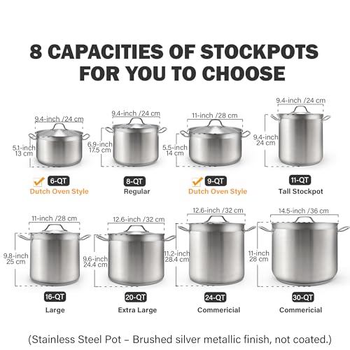 Cooks Standard 02616 Professional Grade Lid 30 Quart Stainless Steel Stockpot, Silver