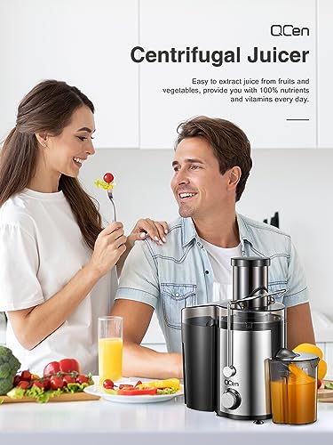 Juicer Machine, 800W Centrifugal Juicer Extractor with Wide Mouth for Fruit Vegetable, Easy to Clean, Stainless Steel, BPA-free (Black)