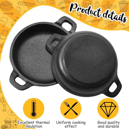 Ziliny Mini Cast Iron Skillets 5 x 5 x 1.3 Inch Cast Iron Pan Small Ramekin Set Black Casserole Dish Cookware Oven Safe Mini Skillets for Kitchen Indoor Outdoor Picnic (6 Pack)
