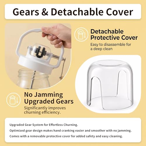 Hand Butter Churn , 50oz Classic Hand Crank Butter Maker One-Piece Cast Anti-Scratch Design, Make Full Batch of Butter at Once, Safer & More Durable.