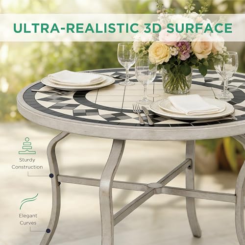 AE Outdoor 5-Piece Patio Dining Set, 4 Swivel Chairs with Removable Thickened Cushions & a 3D Textured Table with Umbrella Hole, All-Weather Furniture for Backyard, Garden, Lawn, Red