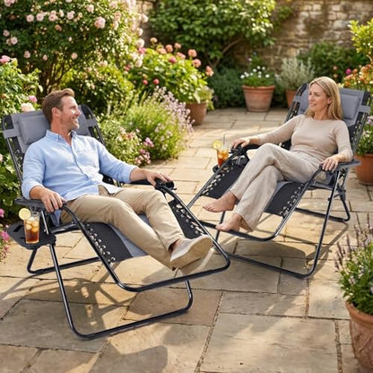 Sweetcrispy Oversized Padded Zero Gravity Lounge Chairs, Outdoor Recliner