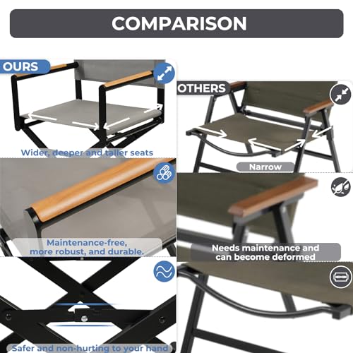 Grand patio 11-Piece Outdoor Dining Set, 10 Extra-Wide Folding Chairs & 1 Rectangle Expandable Table for 6-8 Person, Sling Mesh Patio Chairs with Wood Grain Table for Yard, Poolside, Deck, Gray