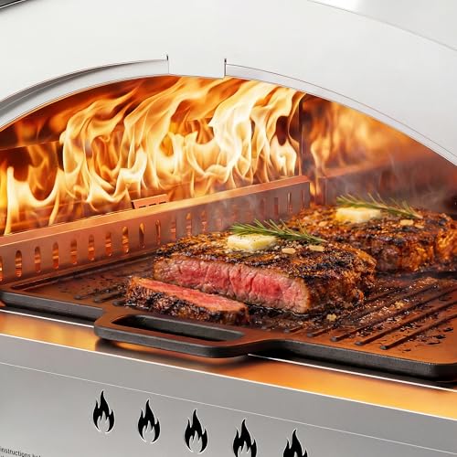 BIG HORN Gas Pizza Oven, Portable Propane Pizza Oven with 15 inch Pizza Stone, Stainless Steel Pizza Maker for Outdoor Cooking