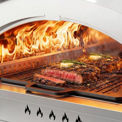 BIG HORN Gas Pizza Oven, Portable Propane Pizza Oven with 15 inch Pizza Stone, Stainless Steel Pizza Maker for Outdoor Cooking