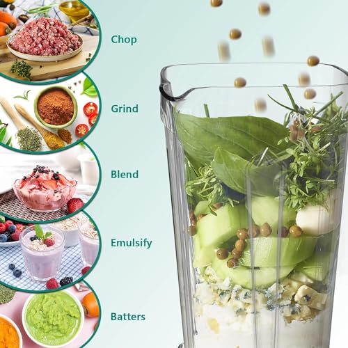 OMMO Blender 1800W, Professional High Speed Countertop Blender with Durable Stainless Steel Blades, 60oz BPA Free Blender for Shakes and Smoothies, Nuts, Ice and Fruits, Dishwasher Safe